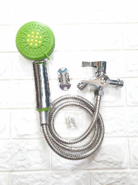 PAKET MURAH TERKOMPLIT ( By 1 Get 1 ) Beli Hand Shower Mandi Dapat Kran Cabang Double 2 Lobang