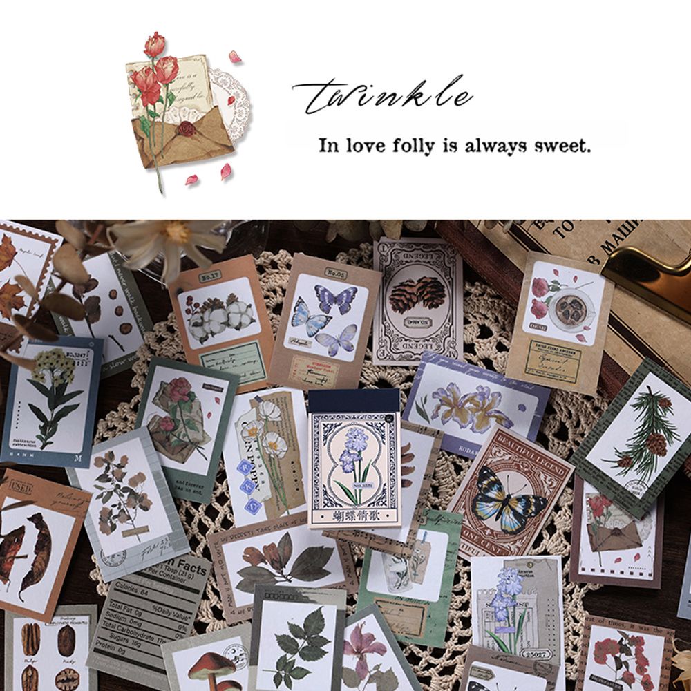 PREVALENT 50pcs/lot Stationery Sticker Book Scrapbooking Collage Art Decorative Stickers DIY Hand Account Planner Vintage Evening Breeze Series