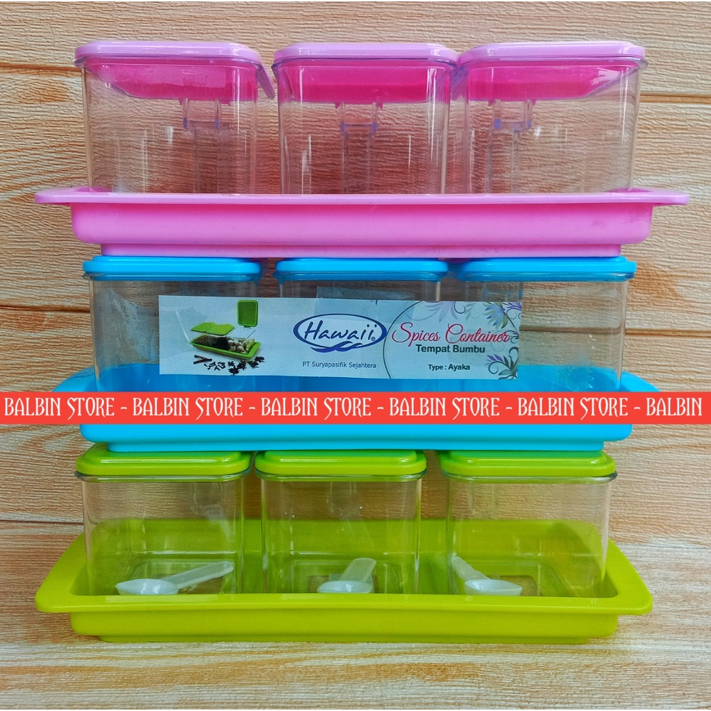 BALBIN STORE | PROMO SATU SET ISI 3 PCS TEMPAT BUMBU - SPICES CONTAINER TEMPAT BUMBU - TEMPAT BUMBU WARNA