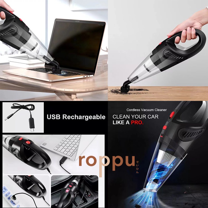 Roppu Car Vacuum Cleaner Portable Cordless Wireless (Pembersih Debu)