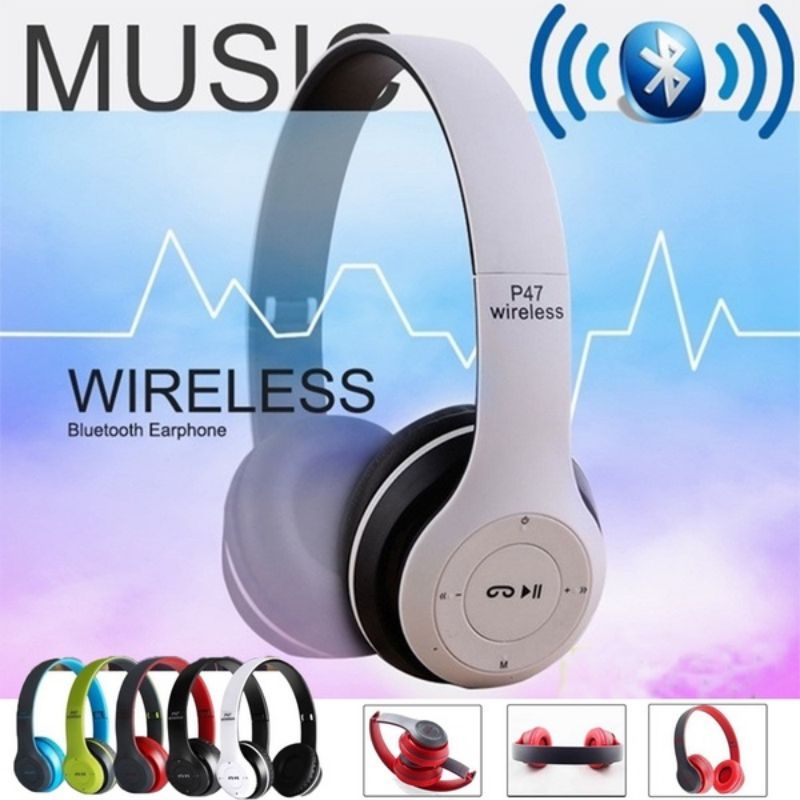 [P-47] Headset wireless Bando Headphone Bluetooth Super Mega Bass