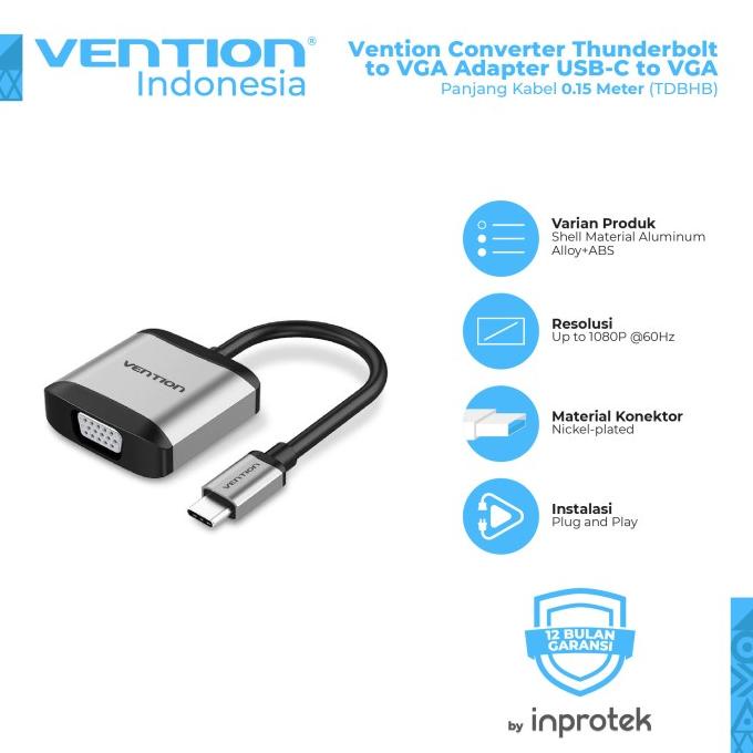 Vention Converter Thunderbolt To Vga Adapter Usb-C To Vga