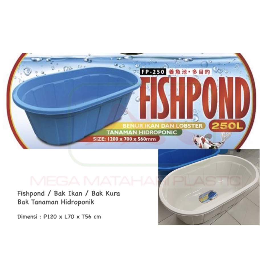 (EKSPEDISI) Fishpond / Bak ikan / Bak kura / Bak hidroponik XL 250 liter (P120 x L70 x T56 cm)