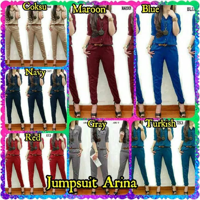 Produk Terbaru - Jumpsuit Baju Kodok Wanita Celana Panjang Polos Hijab Muslim Terusan