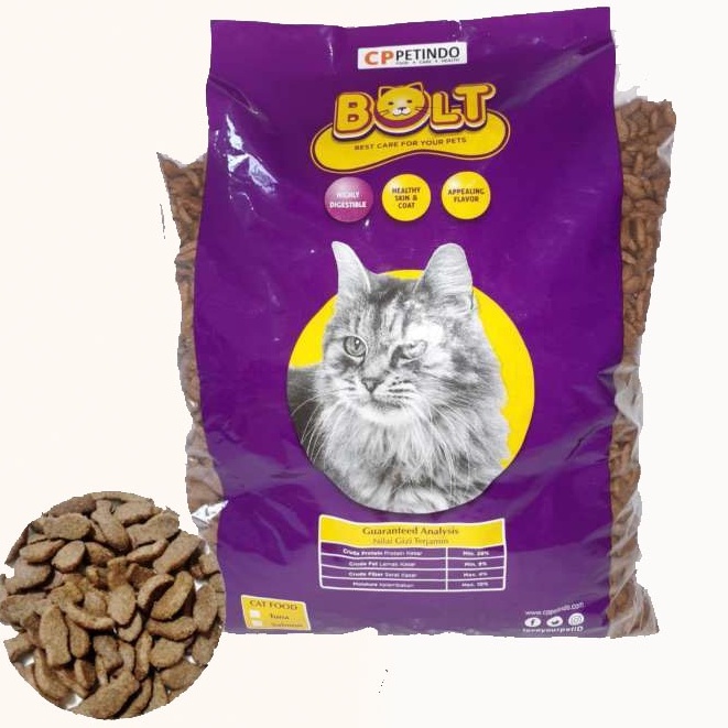 Makanan Kucing Bolt - Catfood Bolt Ikan Repack Kualitas terbaik 800gr Dry cat food adult kitten