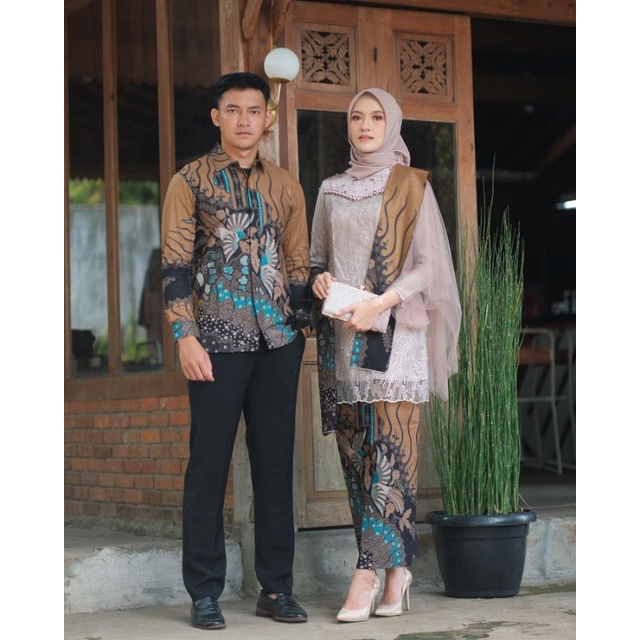 Kebaya batik couple veka brown Bonus hijab Kebaya couple lamaran