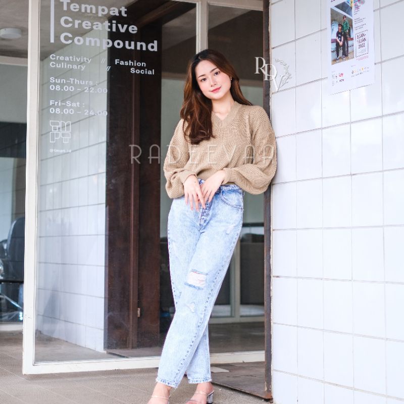 SWEATER RAJUT ATHEA CROP KNIT OVERSIZE