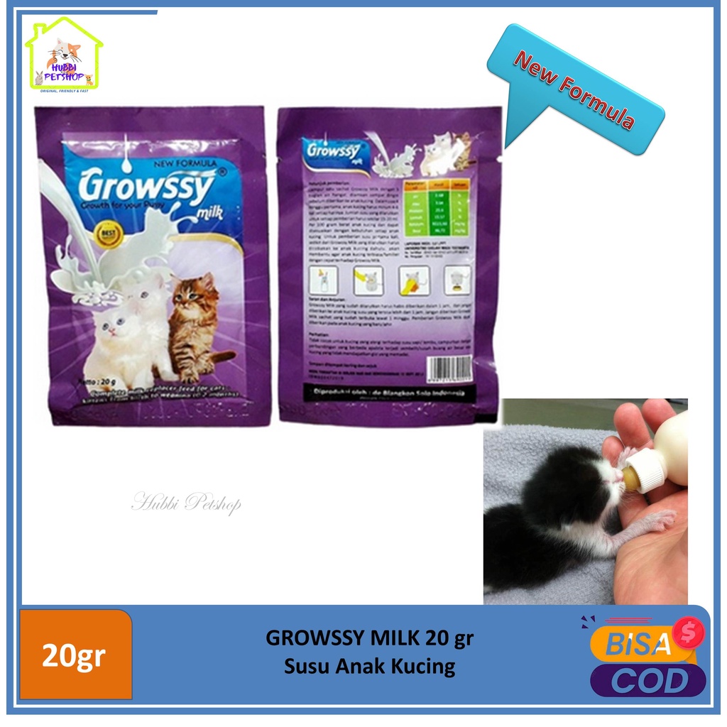 Growssy Milk 20gr Susu untuk Kucing / Susu Anak Kucing Kitten Susu Kucing Bayi Baby Cat Milk