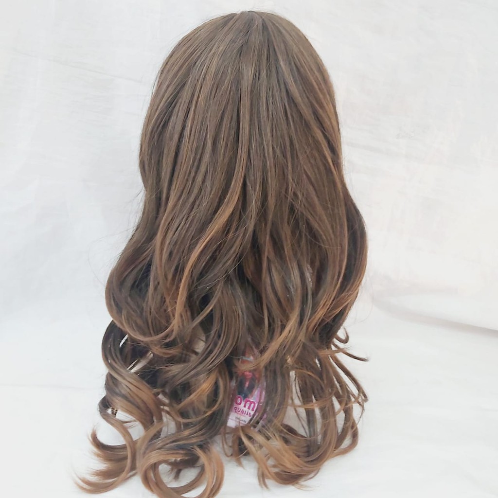 WIG RAMBUT PALSU WANITA PEREMPUAN PANJANG CURLY PONI DEPAN KOREAN