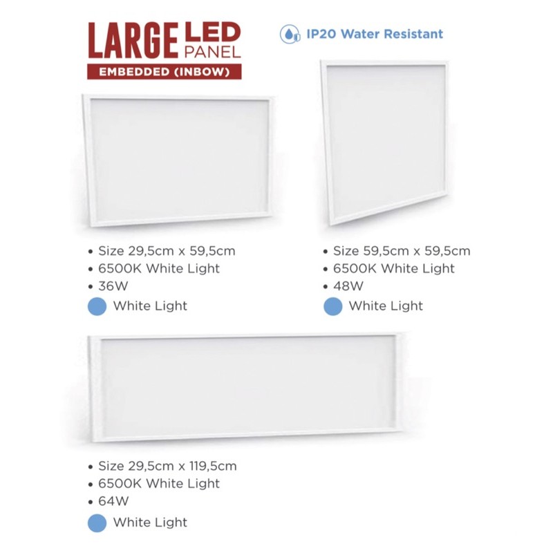 VESTALUX LED large panel 48watt Embedded | inbow Colour | 6500k  Shape | square 595x595mm