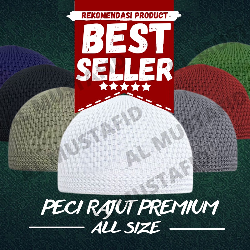 Peci Rajut Dewasa Tebal Premium Warna Putih Hitam Polos