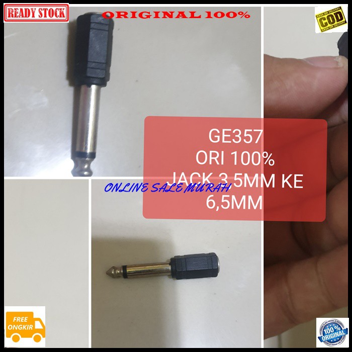 G357 Spliter konektor splitter aux mic mik 3,5mm 6,5 MM conektor audio acc handphone hp jek jack microphone laptop komputer smule multi original cewe akai akay cowo adapter sambungan sound extension penyambung suara headset headphone converter ma