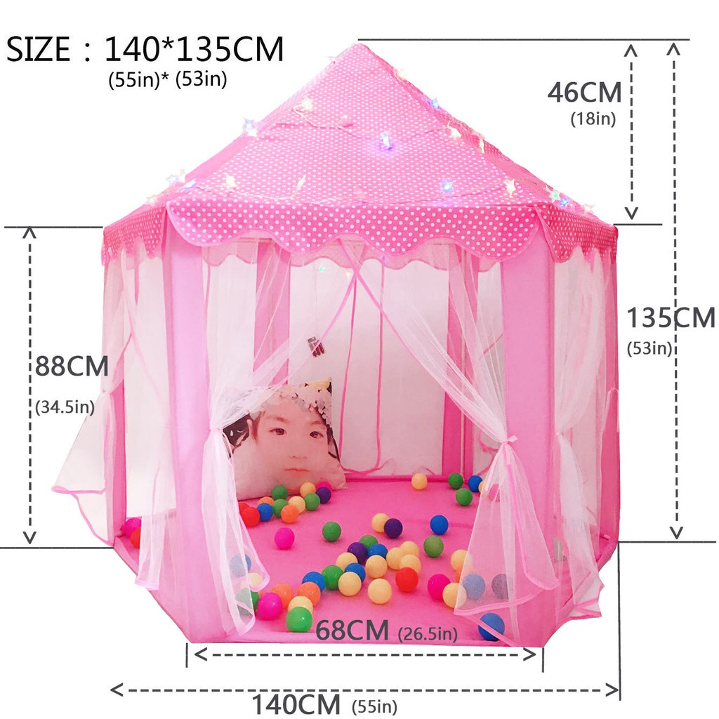 Tenda Mainan Anak Indoor Outdoor Portable LX 018-24 / Tenda Anak Princess Model Rumah Biru Dan Pink