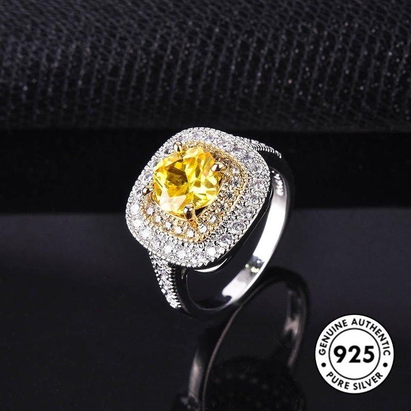 Cincin Silver S925 Bentuk Kotak Gaya Elegan Untuk Wanita