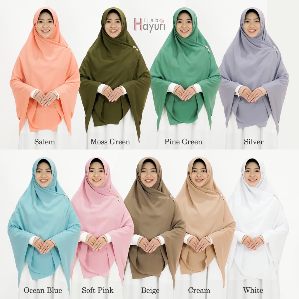 Hijab Syari HAYURI Khimar Segiempat Polos Wolfis Wollpeach Premium Jilbab Syar'i