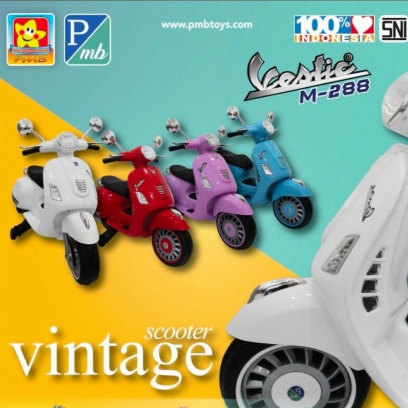 MAINAN MOTOR AKI ANAK PMB VESPA VESTIC M288 LUCU