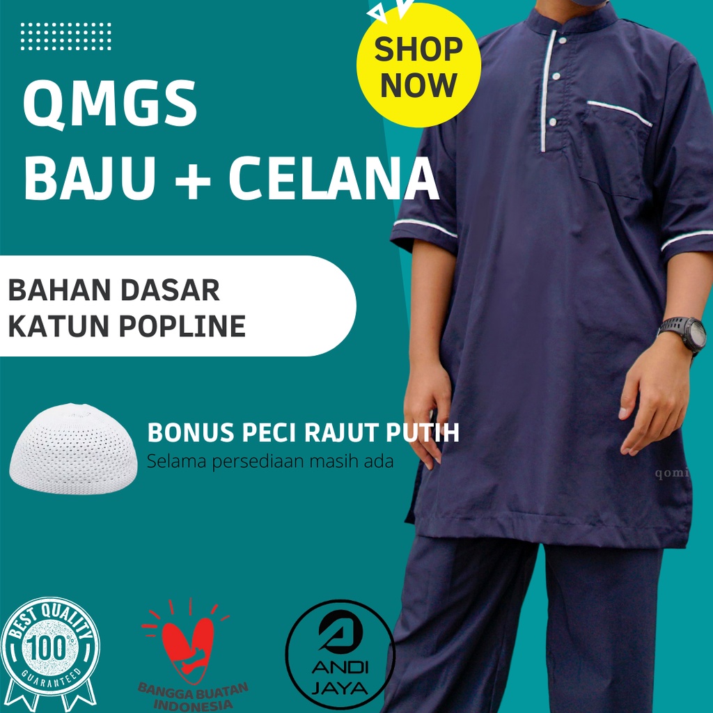 Gamis Setelan Pria QMGS - Baju Koko Setelan Celana Panjang