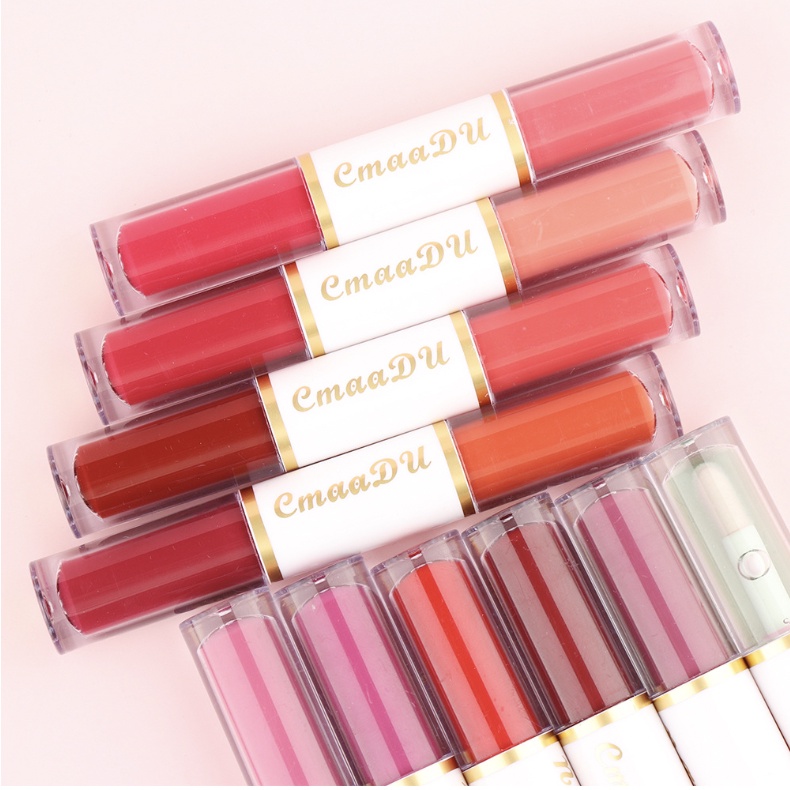 BPOM CMAADU Double Lipstik 2 in 1 Matte Liquid Waterproof Long Lasting Lipstick XX076