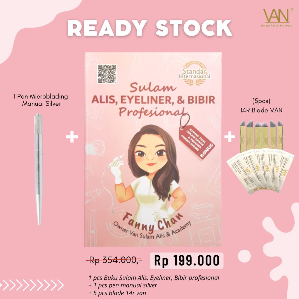 Paket Buku Belajar Sulam Alis, Eyeliner dan Bibir Profesional STANDART INTERNATIONAL BY FANNY CHAN