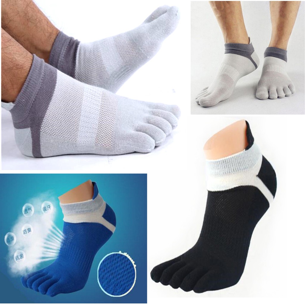 Grab Medan Kaos Kaki Lima Jari Unisex Five Toe Socks Cockcon QTJ58 Sports Wear Black Gray