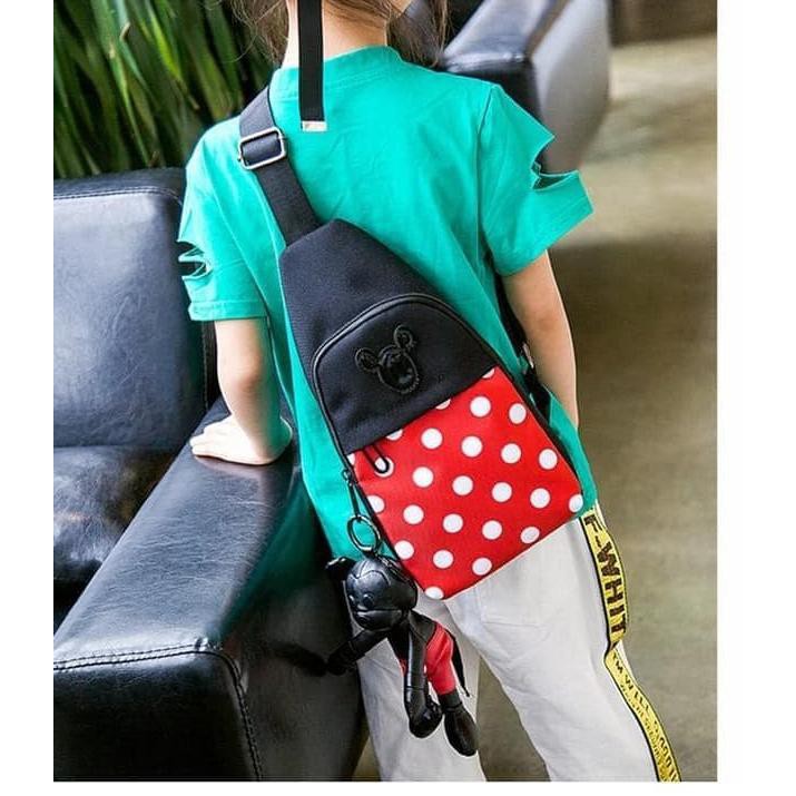 Tas selempang anak abg pria wanita Mickey Minnie Mouse sling bag F179