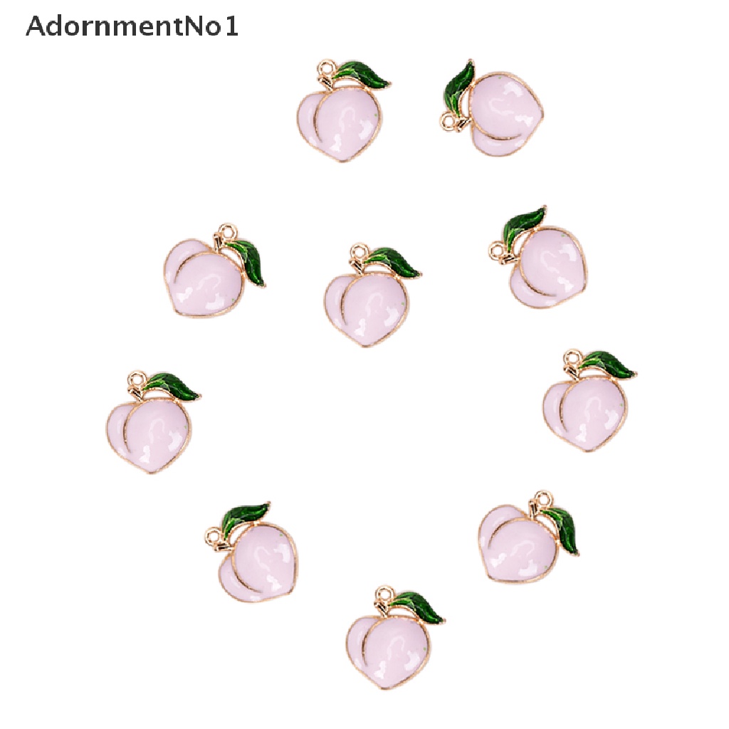 (AdornmentNo1) 10pcs / Set Liontin Enamel Bentuk Buah Peach Bahan Alloy Untuk Kerajinan Tangan DIY