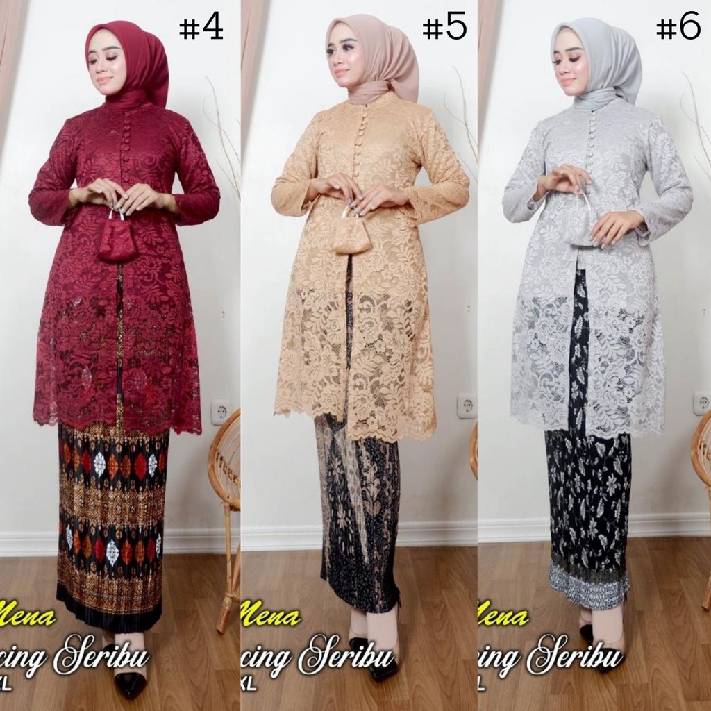 RSQI/ Setelan Kebaya Brokat Tunik Kacing Depan Busui Friendly Dan Aneka Warna Lain nya