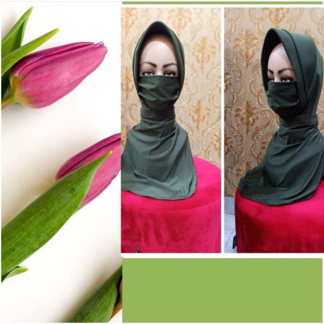 Jilbab kowad plus masker