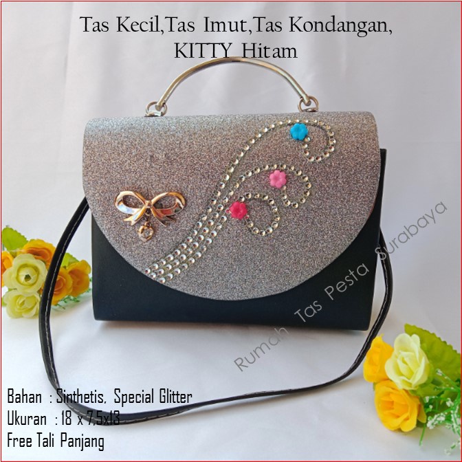 TAS PESTA KITTY MODEL CLUCTH DAN SELEMPANG TERKESAN MEWAH DAN ELEGAN READY