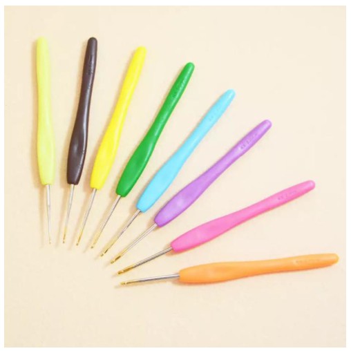 AnekaBenang - Hakpen Alumunium Gagang Plastik Soft Candy - Set (Alu Crochet Hook Handle)