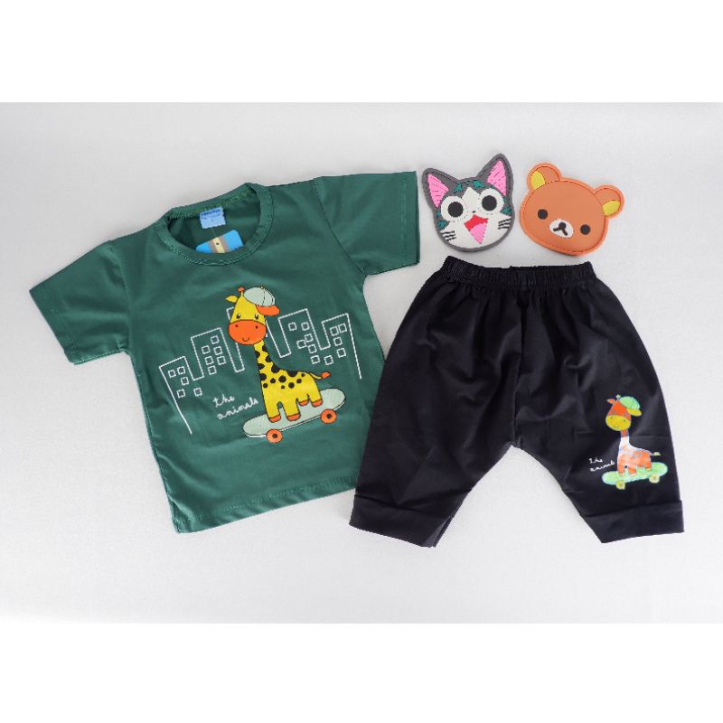 FASHION SETELAN BAJU ANAK BAYI COWOK MOTIF JERAPAH LUCU 1-3 TIMMY KIDS