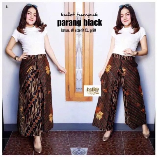 Promo celana rok panjang skort batik wanita pants skirt kulot jumbo bigsize Berkualitas