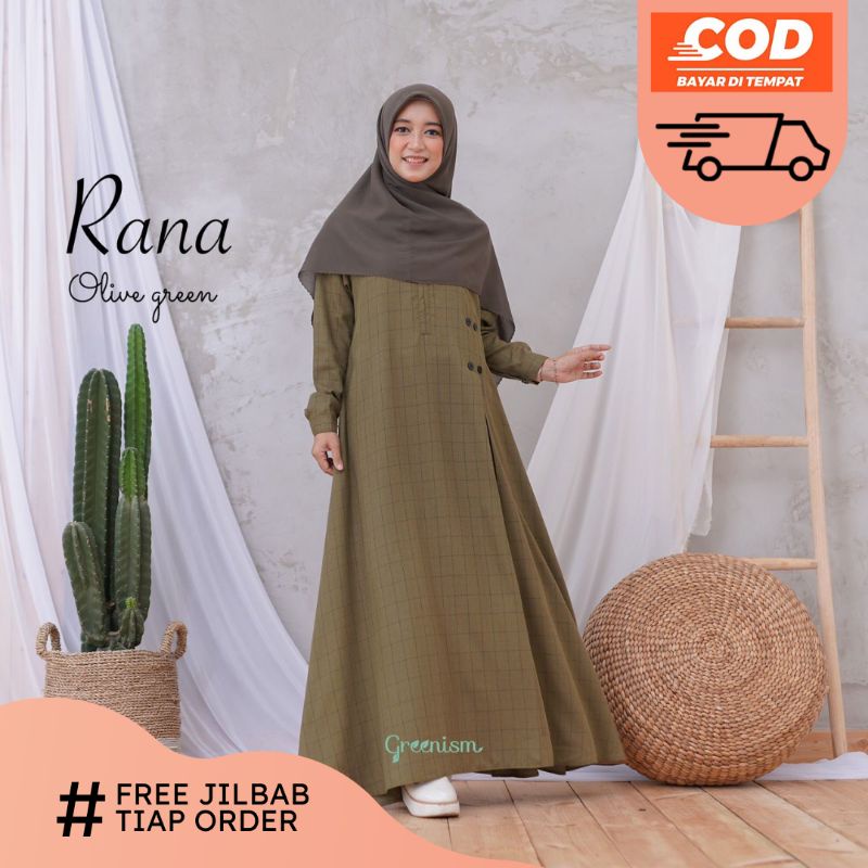 Rana by Greenism Gamis Katun Madina Madinah Motif Kotak Square