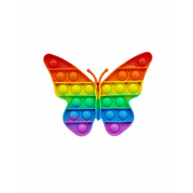 BUBBLE POP IT FIDGET TOY RAINBOW ukuran 12x12 || MAINAN EDUKASI ANAK KARAKTER PUSH POP IT-Kupu-kupu