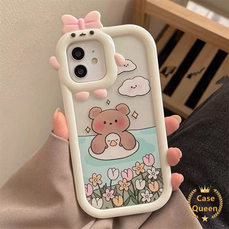 Case OPPO A17 A7 A7 A5S A12 A3S A12E A53 A74 A95 A16K A16E A57 A16 A9 A55 A15 A17K A15s A54 A5 A16s A52 A92 A96 A76 Reno 5 5F 4F A31 Lovely Little Monster Cute Sarung Beruang Renang