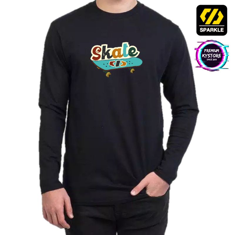 lengan panjang kaos long sleave Skate Sparkle cotton combad 30s