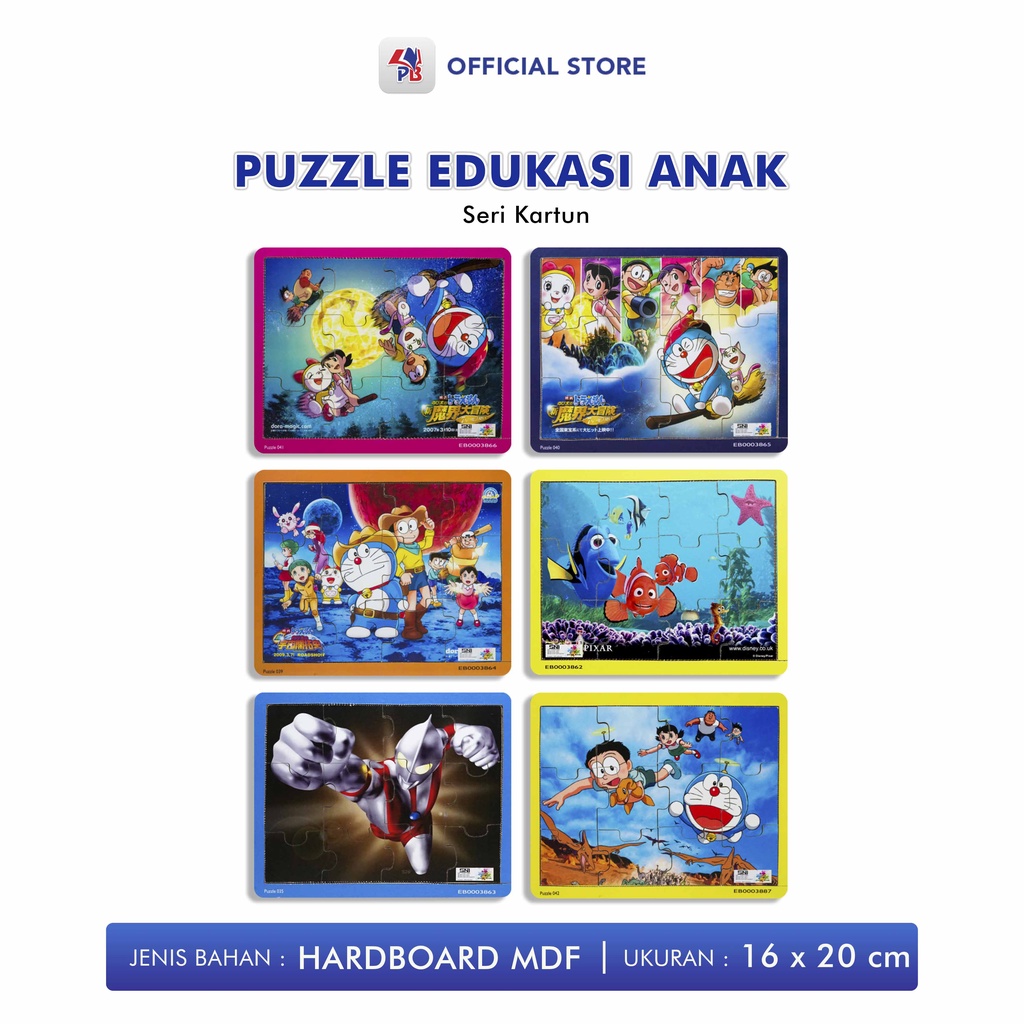 Puzzle Edukasi Anak / Puzzle Kayu / Puzzle Anak Kartun Finding Nemo Doraemon Ultraman / King Puzzle 