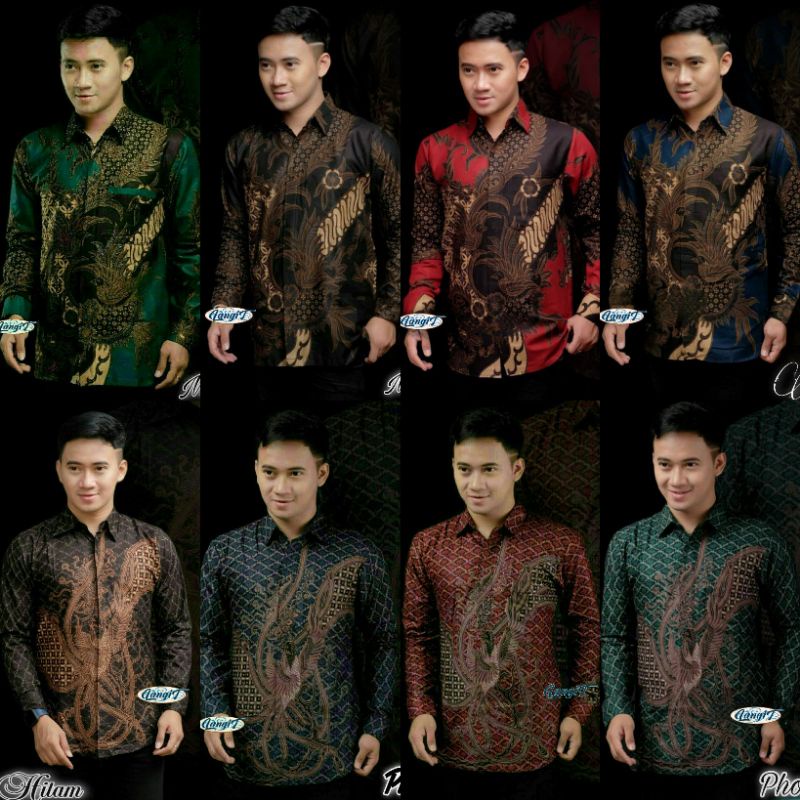 KEMEJA BATIK PRIA LENGAN PANJANG HITAM MANIS M L XL XXL