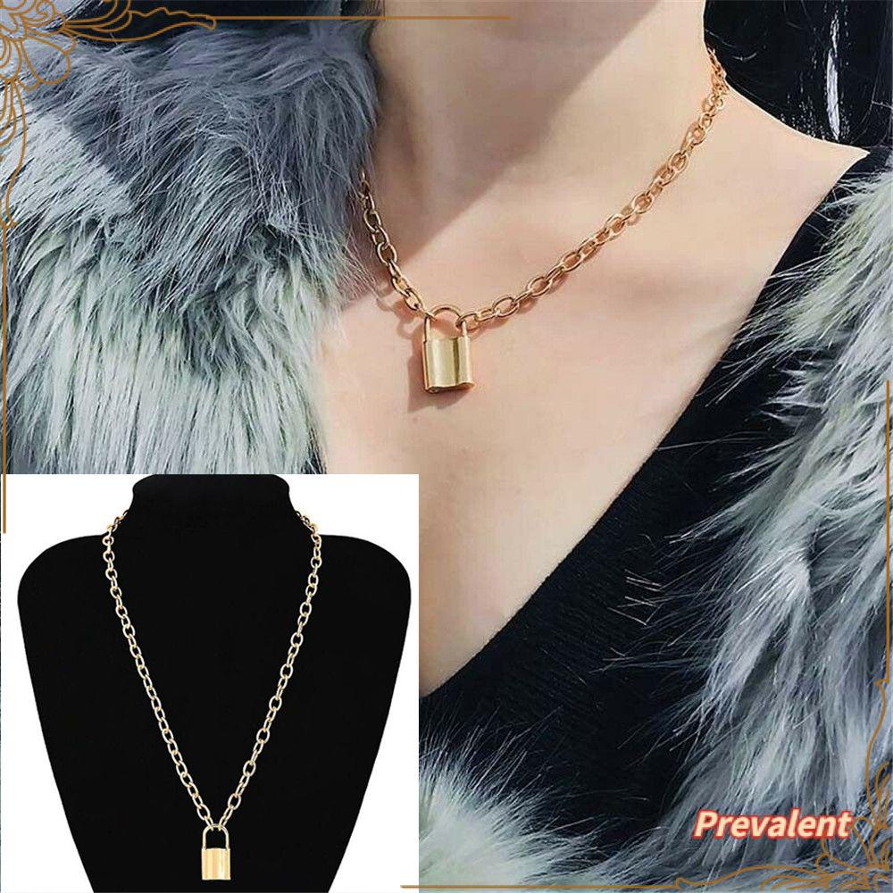 Kalung Rantai Panjang Liontin Gembok Bahan Stainless Steel Gaya Boho Untuk Wanita