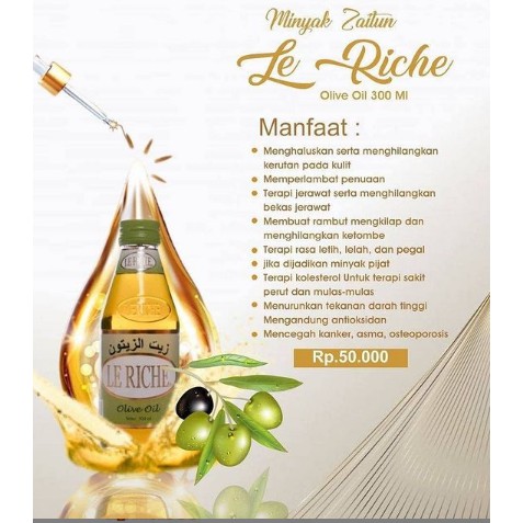 Minyak Zaitun Le Riche 300ml Leriche Olive Oil 300 Ml Original Indonesia