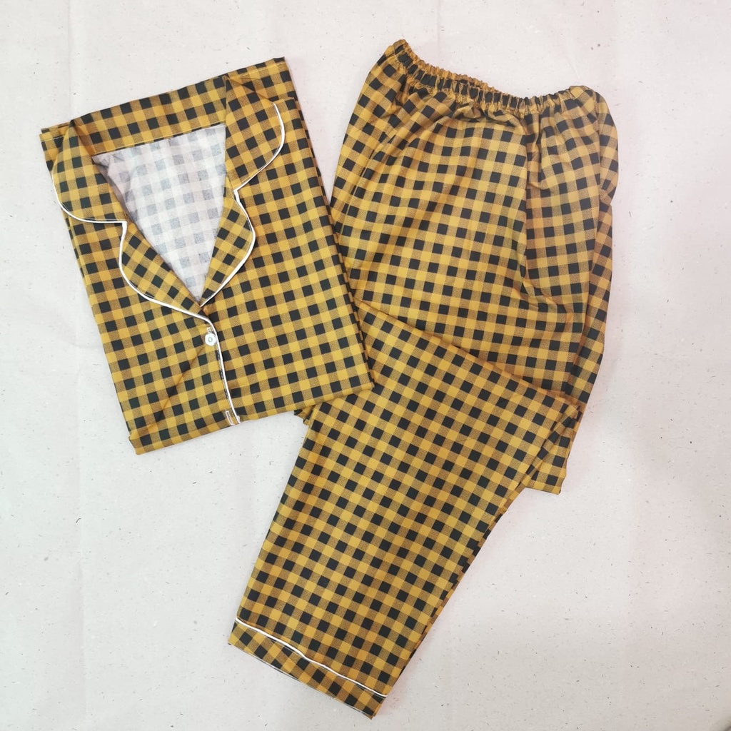 baju tidur piyama dewasa LENGAN PANJANG L muat bb 55 kg setelan piyama baju tidur-7