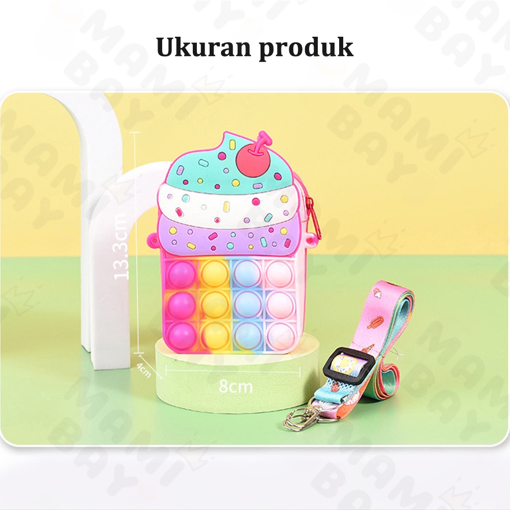 OKEYI Tas pop it anak ice cream/Tas selempang anak impor Fashion