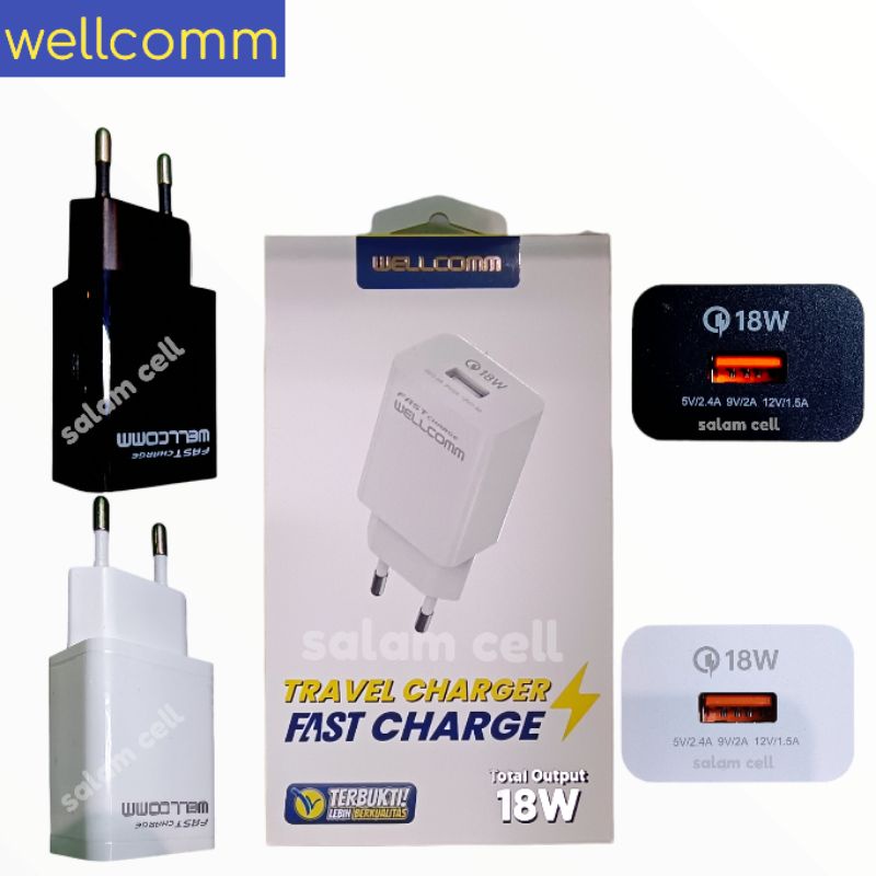 Charger WELLCOMM FAST CHARGE 18W Original Garansi Resmi