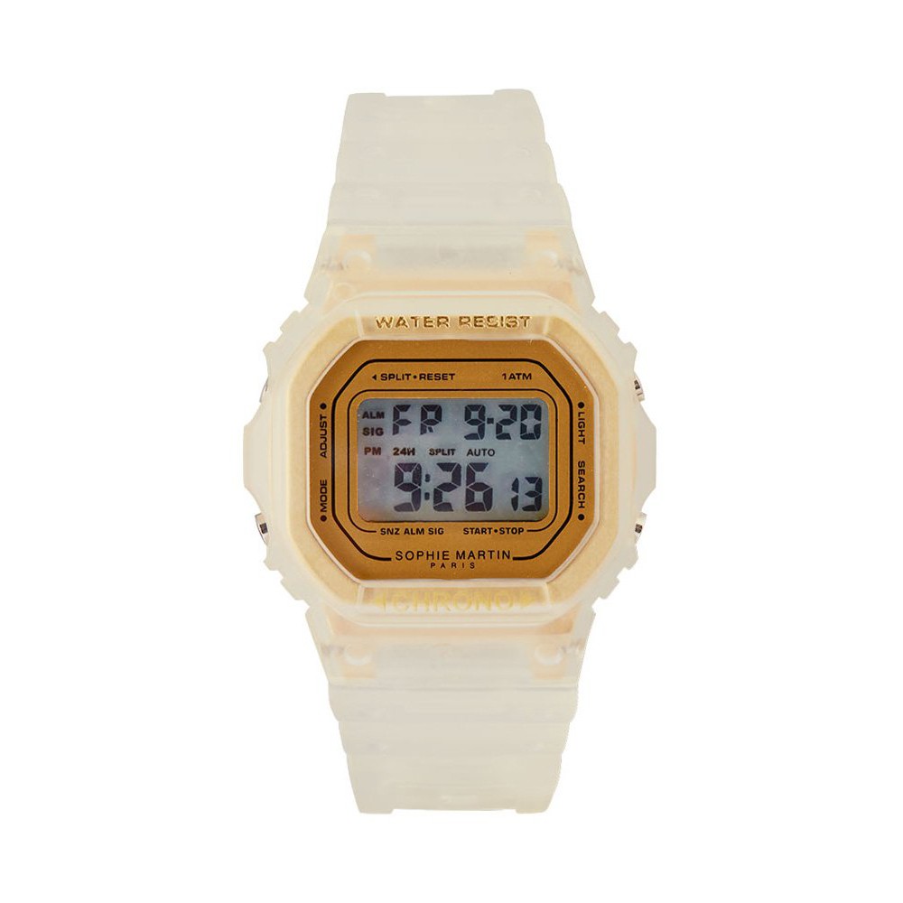JAM TANGAN WANITA KEREN JAM GIGI WHITE BY SOPHIE MARTIN PARIS JAM TANGAN DIGITAL JAM KARET SIMPEL