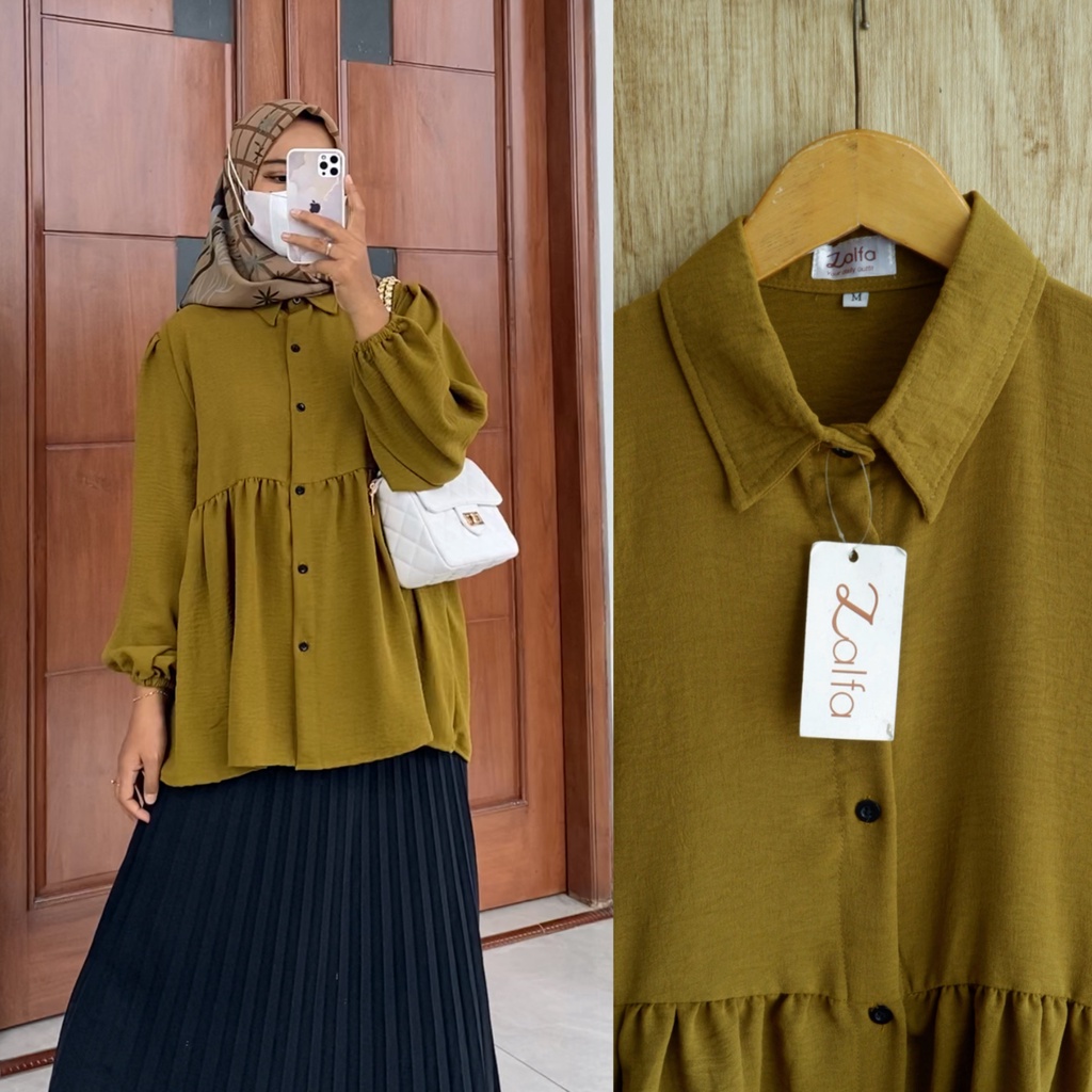MARBELA blouse by ZALFA OUTFIT / blouse polos / blouse crincle / kemeja polos