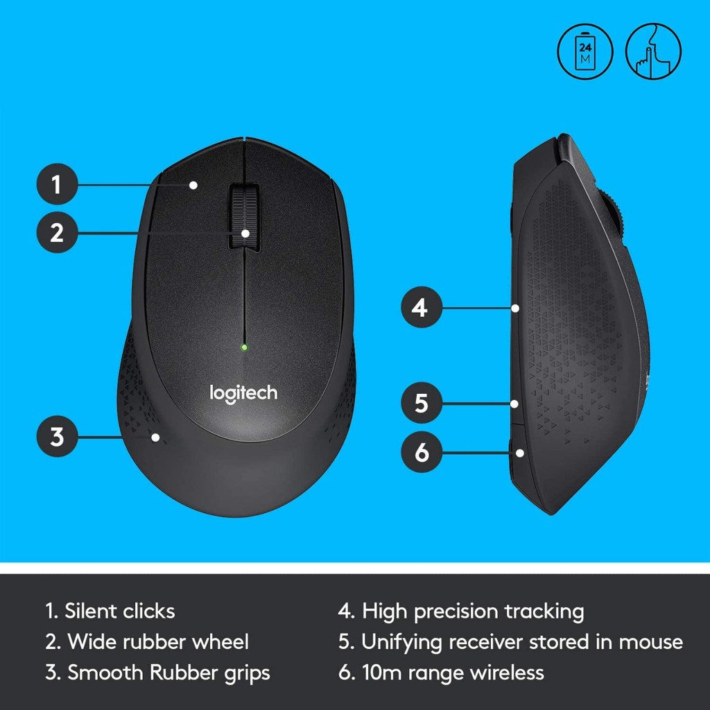 Logitech Mouse M331 ORI USB Wireless Silent Touch Right Hand Comfort