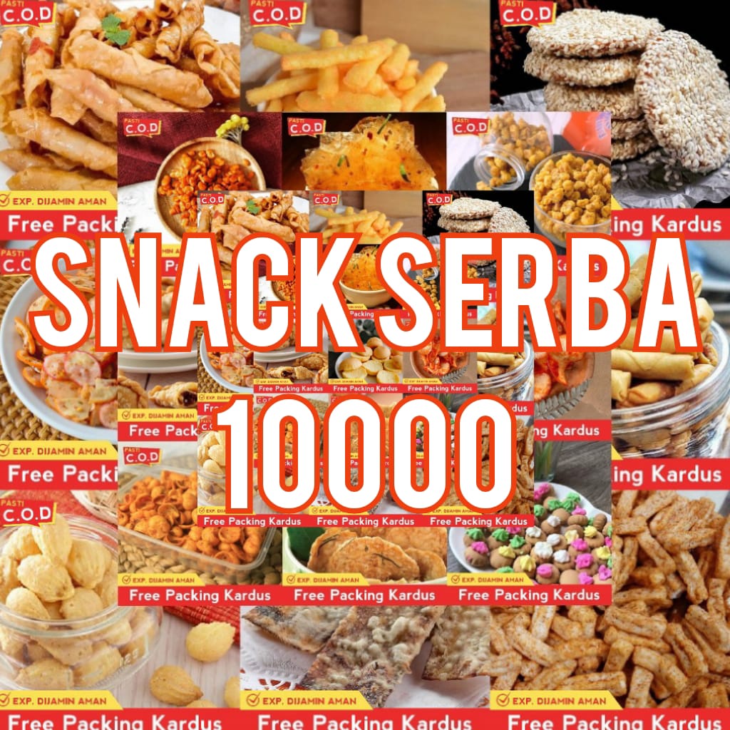 

Serba 10000 snack cemilan pedas manis gurih asin snack kiloan terlaris