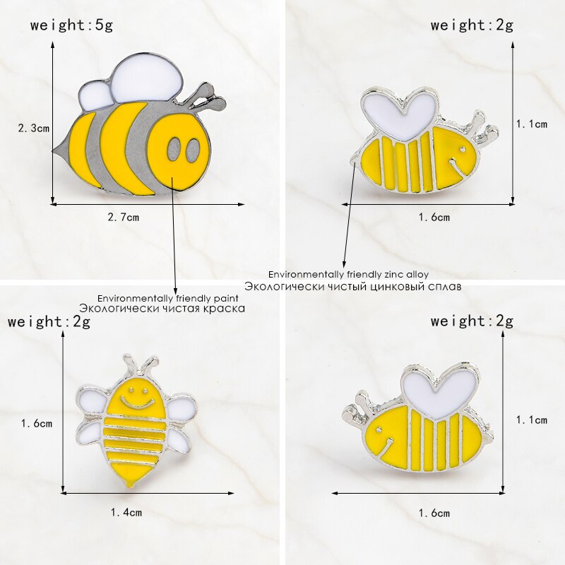 Bros Pin Enamel Bentuk Kartun Lebah Kuning Untuk Hadiah