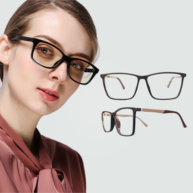 Kacamata Fashion Gaya Transparan Frame Kotak Hitam Gagang Multicolor Eye Glasses Unisek Frame Square