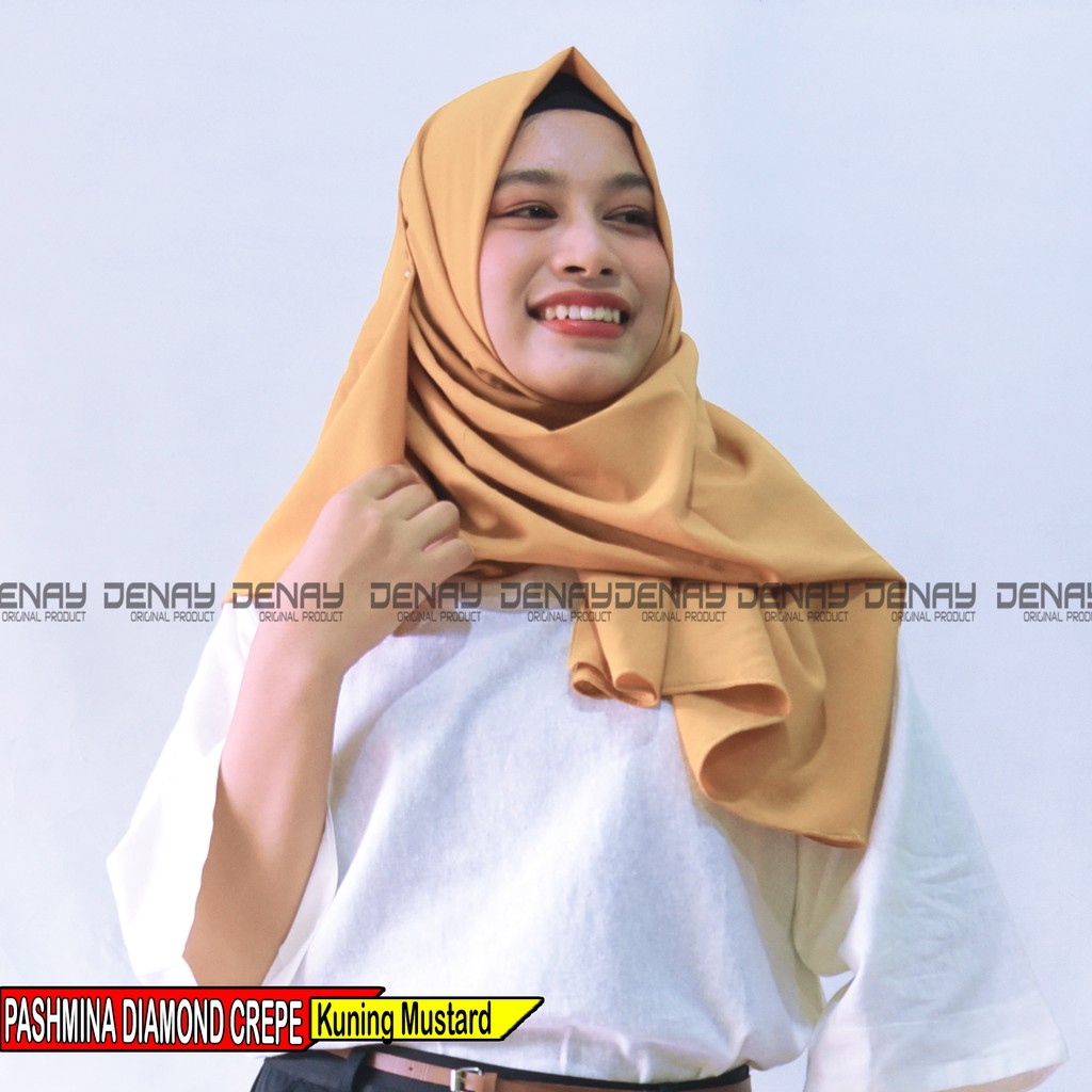 TOKODENAY - Hijab Pashmina Diamond Crepe - (200 X 75) Jahit Tepi Pashmina Jilbab Polos